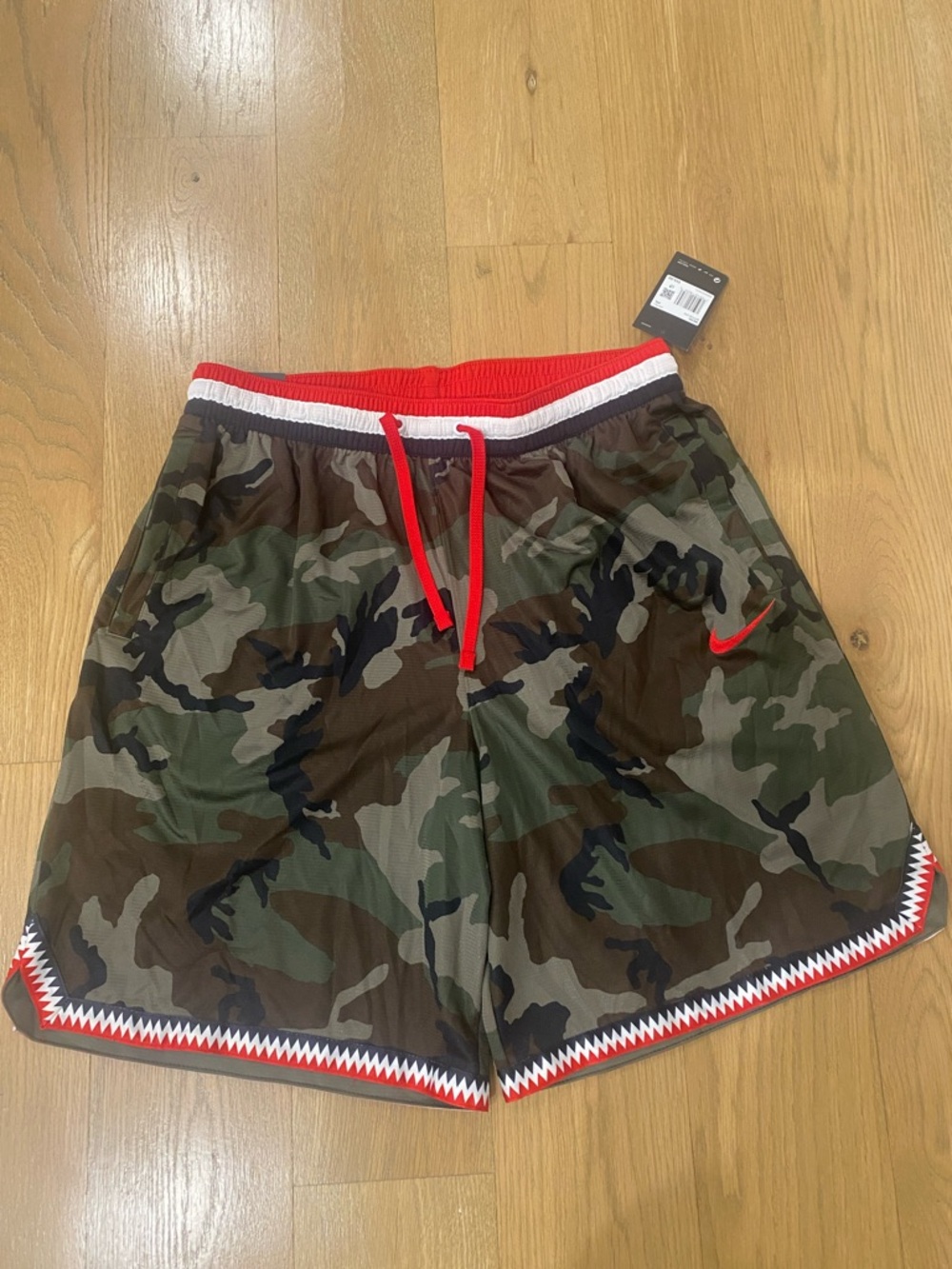 Nike Men's Camo Athletic Shorts with Red Trim